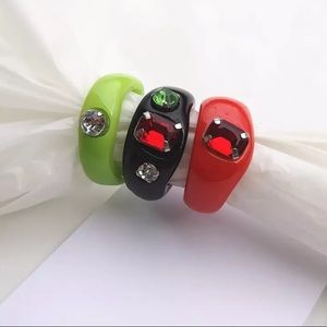 Chunky Acrylic Gemstone Rings - Set of 3